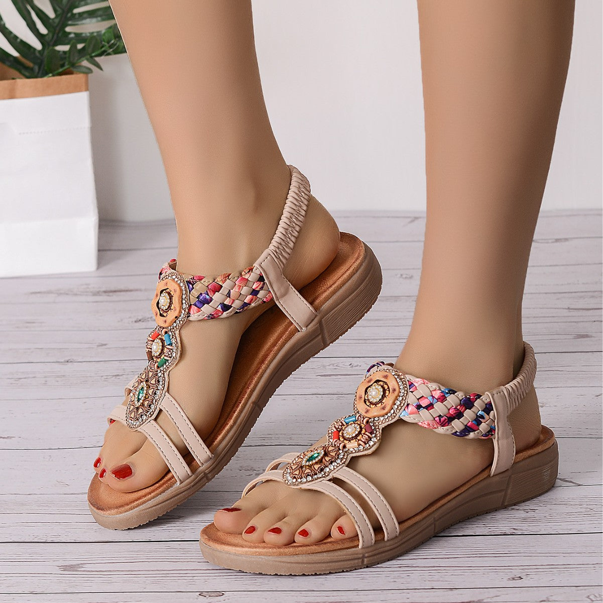 2026 new summer fashion outdoor casual woven strap flat women's sandals