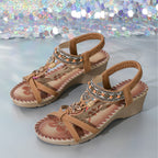 2026 Spring New Flower Rhinestone Open Toe Beach Sandals for Women