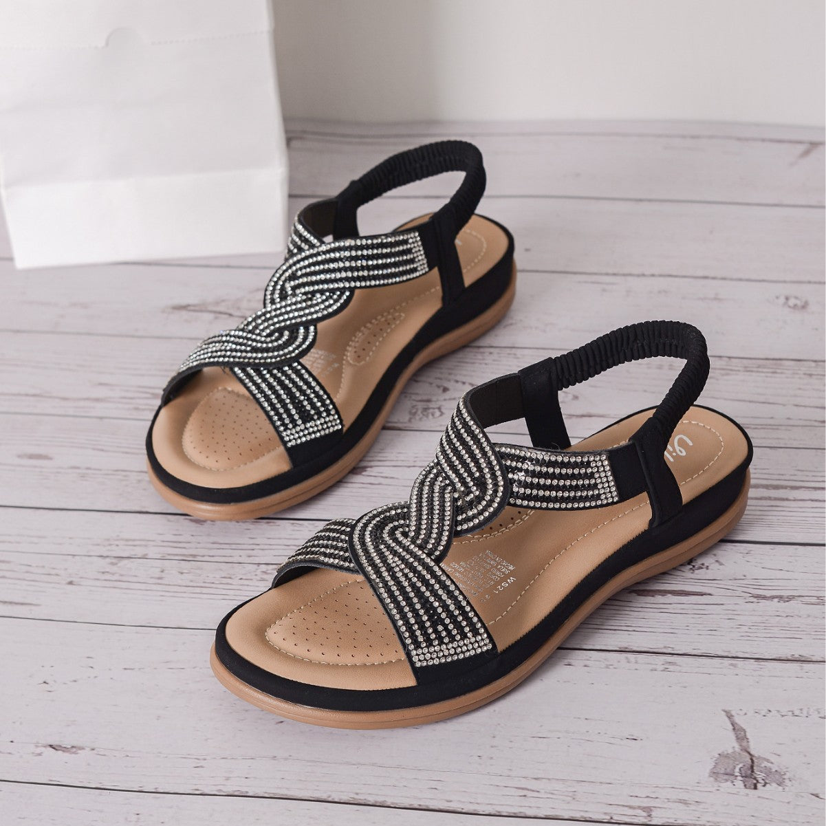 Summer new ladies fairy style rhinestone beach sandals